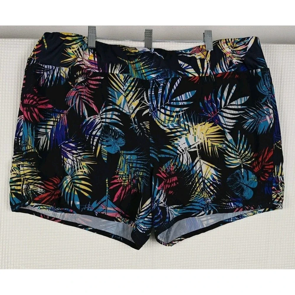 Jockey Women's XXL Tropical Palm Leaf Print Swim Shorts